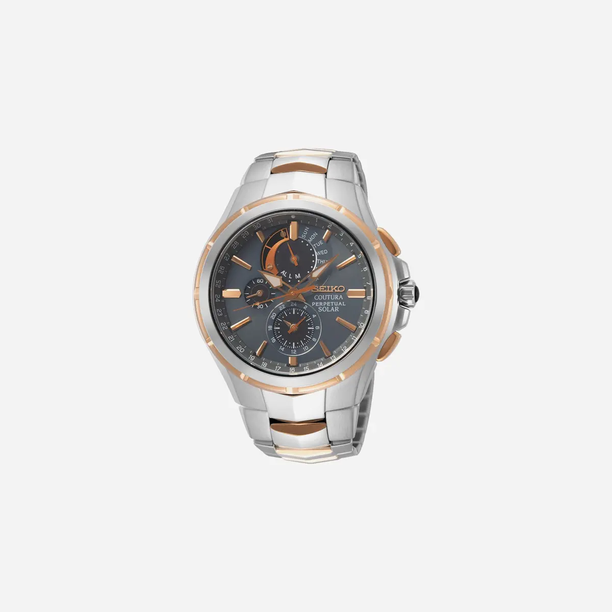 Seiko Coutura Perpetual Solar Watch Solar Powered Dial Stainless Steel Watch Rose Gold Pvd - Ssc788p9 1